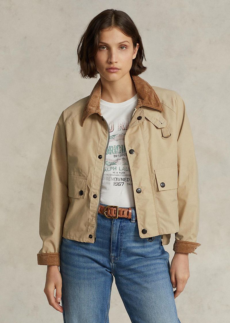 ポロ ラルフ ローレン ジャケット レディース カーキ Cropped コットン-blend Utility WOCZJ9503